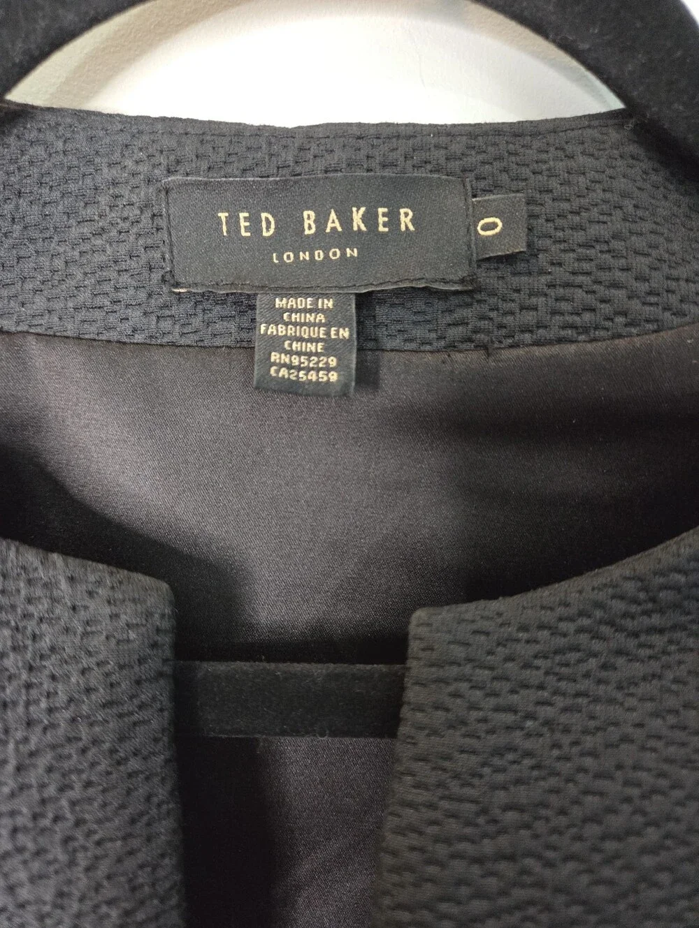 Ted Baker Jumana Dress 0 UK 00 US Multimedia Black Peplum Sheath Structured - Picture 3 of 11